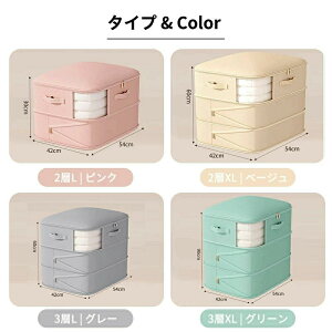 布団収納袋 布団収納ケース 布団圧縮袋 透明窓 2層L 3層L 2層XL 3層XL 通気 ほこり防止 スペース 節約 丸洗いOK 洗える 持ち手付き 持ち運び 衣替え 丈夫 折りたたみ コンパクト 軽量 中身が見え