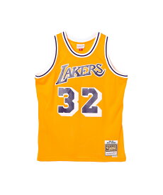 Mitchell & Ness Swingman Jersey Lal - #32 E.M.Johnson(SMJYGS18175)【ミッチェルアンドネス マジック・ジョンソン レイカーズ ホーム スイングマンジャージ】正規品 メンズ トップス ストリート スポーティー NBA ポリエステル イエロー M/L 新作