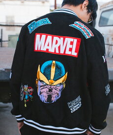 BAIT × MARVEL VARSITY JACKET(237-MRV-JKT-001)【ベイト×マーベル ヴァ—シティー ジャケット】国内正規品 コラボ ユニセックス アウター スタジャン 秋冬 カジュアル アメコミ 漫画 復刻 X-メン スパイダーマン VENOM 超人ハルク アイアンマン サノス