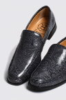 レザーローファー　ペイズリー型押しダークグレイ　国産　革靴　紳士靴　牛革　BajoLugo　バジョルゴ　a71s