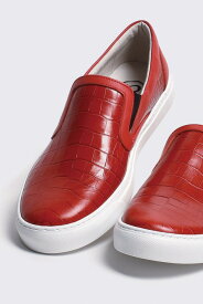 レザースリッポン　クロコダイル　レッド　国産天然皮革　本革　革靴　メンズシューズ　BajoLugo　バジョルゴ（B1-2-1809-01）