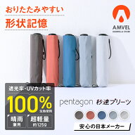 HEATBLOCK pentagon 秒速プリーツ 形状記憶 日傘 折りたたみ 折りたたみ傘 送料無料