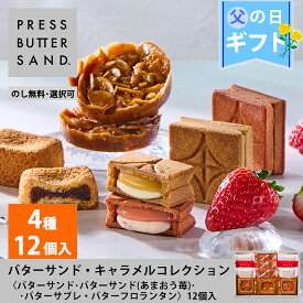 【新商品】【公式】PRESS BUTTER SAND バターサンド・キャラメルコレクション 12個入【のし無料】【父の日 期間限定 お取り寄せ プレゼント 手土産 お菓子 スイーツ 洋菓子 焼き菓子 詰め合わせ 誕生日 個包装 おしゃれ お礼】