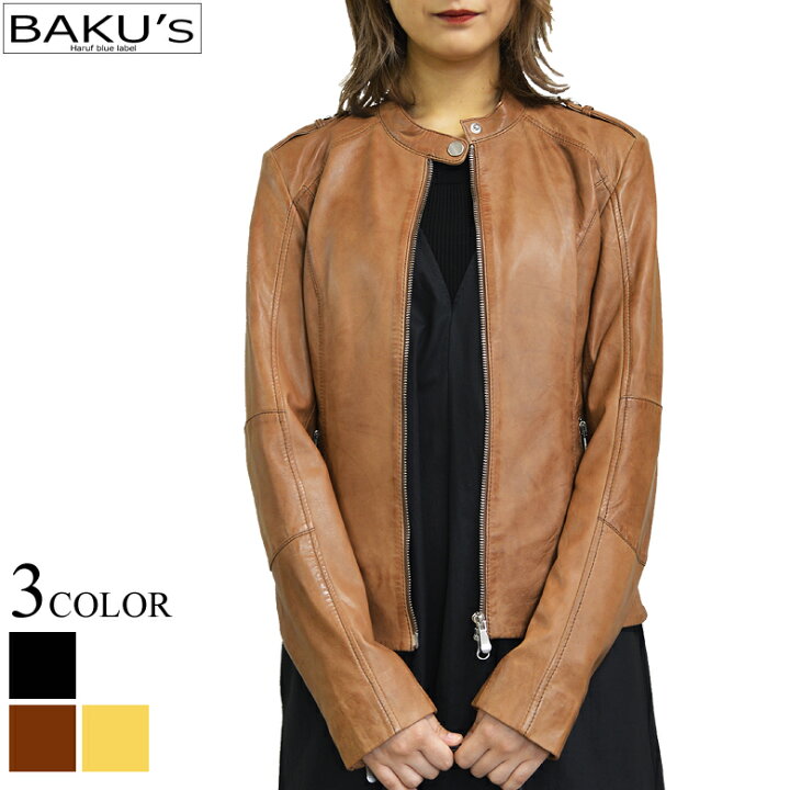 楽天市場 ライダースジャケット レザージャケット レディース 本革 革ジャン 皮ジャン シングル ライダース レザーブルゾン レディースアウター ブラウン Cretabr Baku