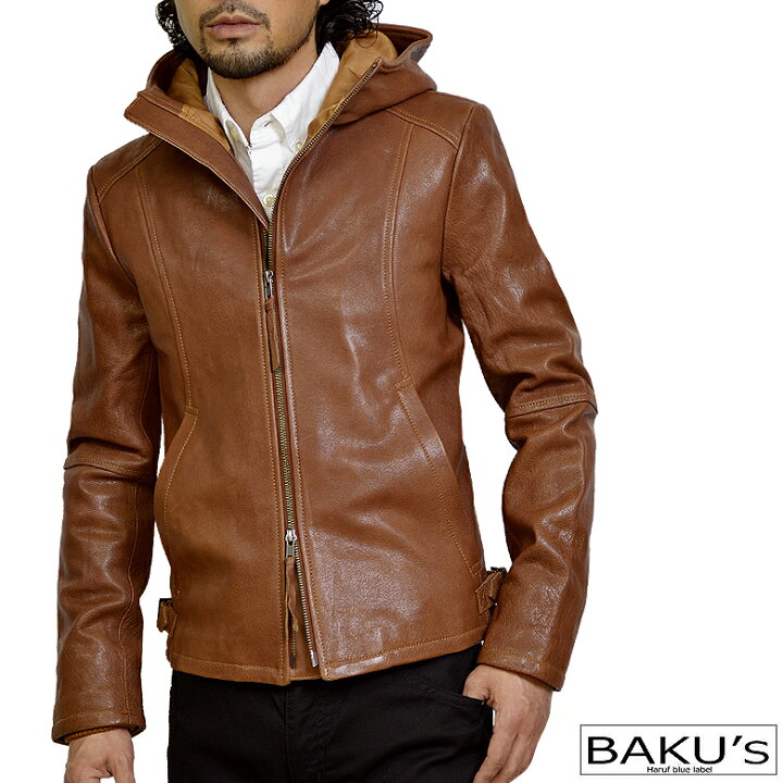 楽天市場 フード パーカー レザージャケット ライダースジャケット 革ジャン メンズ 本革 シングルライダース ダブルライダース 革ジャケット ブルゾン レザーコート 大きいサイズ メンズアウター 茶 キャメル ブラウン M L Ll 秋 冬 Usa21gcam Baku