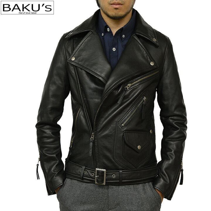 楽天市場】Haruf 本革 ダブルライダースジャケット 革ジャン メンズ 本 