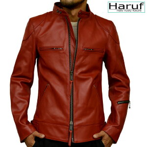 シングルライダースジャケット レザージャケット 革ジャン メンズ 本革 皮ジャン 革ジャケット バイクジャケット シンプル かっこいい メンズアウター 秋冬 ブラック 黒 レッド 赤 ネイビー