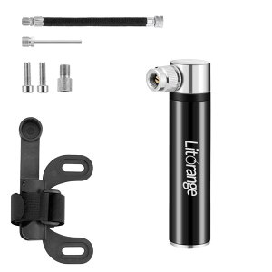 Litorange 自転車 空気入れ 携帯用ポンプ 小型 气?表付き 収納便利 仏式 米式 バルブ対応 アルミ合金製 軽量 多用途 コンパクト携帯ぽんぷ フロアポンプ ポータブル バイクポンプ