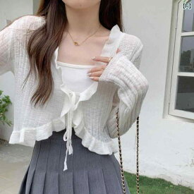 ニット トップス 七分丈 2024 夏の 新型 修身 韓国 レースの バンドの 感の 日焼け防止 ニットの 長袖の カーディガンの レディース 上着