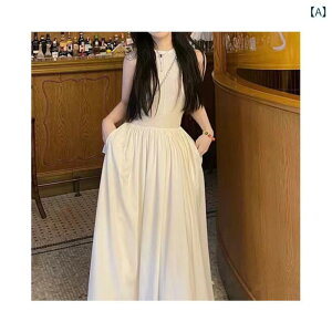 レディース マキシ丈ノースリーブワンピース 2025 春夏の 感の ある ロング スカートは スリム 大きい 振り子の ワンピースが 見えます。