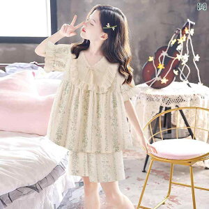 子供 パジャマ かわいい ファッション 安眠アーティファクト ズボン ハーフパンツ 上下セット 半袖 夏 薄手 コットン プリンセス 室内向け