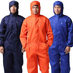 作業着 服 メンズ 労働 工場 建築 建設 土木 自動車修理 保護 ケガ ガード 夏用 薄手 通気性 ワークショップ スプレー 塗装 フード付き 防塵