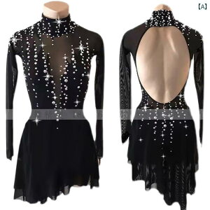 フィギュア アイス スケート 衣装 レディース 子供 スカート ドレス スポーツウェア パフォーマンス トレーニング バレエ 練習 プロ アマチュア ダンス 競技 黒 グレー ピンク