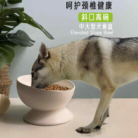 犬猫用　餌入れ　ボウル セラミック製 中型 大型 犬用 斜め ボウル 首 保護 フード ボウル大容量 ウォーター ハイ フット ドッグフード 転倒 防止