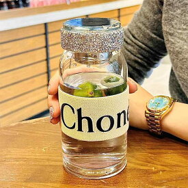 容量 おしゃれ タンブラー こぼれにくい コップ　ウォーターカップ カップ 高級 軽量 高級高 価値 レディース ラインストーン ウォーターカップ高 ホウケイ 酸 ガラス 高温 耐性 ティー ブリュー