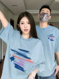 半袖 厚手 ストリート ゆったりサイズ 　Tシャツ　メンズ　おしゃれ な カップルの 衣装 夏 2025 半袖 Tシャツ ハイエンド スーツ 異なる ゆったり 服 disoo