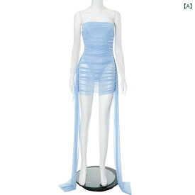 D 25 DS 136 女装 魅惑的 フェイクの 2つの ネット 糸が 胸に しわを 縮めてお 尻の スカートの ワンピースを 包む