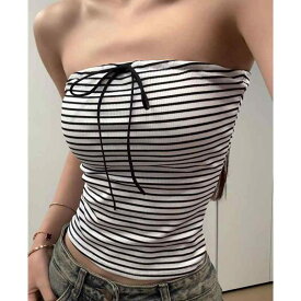 キャミソール レディース ストライプ柄 オフショルダー 夏用 セクシー 背中開き パッド付き インナートップス 軽量 吸湿速乾 通勤 普段使い