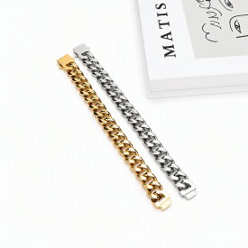 ブレスレット メンズ レディース ユニセックス バングル 腕輪 喜平 キューバンチェーン 13mm 極太 幅広 メタル ステンレス アレルギー対応 シンプル ストリート ヒップホップ ロック カジュアル クール 重厚 高級感 ジュエリー アクセサリー フ