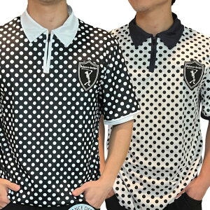 2025ドット柄ポロシャツM〜5L伸縮/【夏新作】【メンズ】【ゴルフウェア】大きいサイズgolf/限定/お洒落/