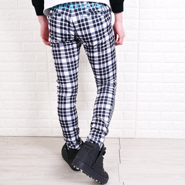 2春夏タータンチェック柄スーパースキニーパンツw30 W44 スカルパンツ Balancedesign Bigパンツ Golf お洒落 ゴルフズボン ズボン パンツ メンズウェア大きいサイズカラーパンツ 夏新作 大きいサイズ 男性 限定 おすすめネット 大きいサイズ