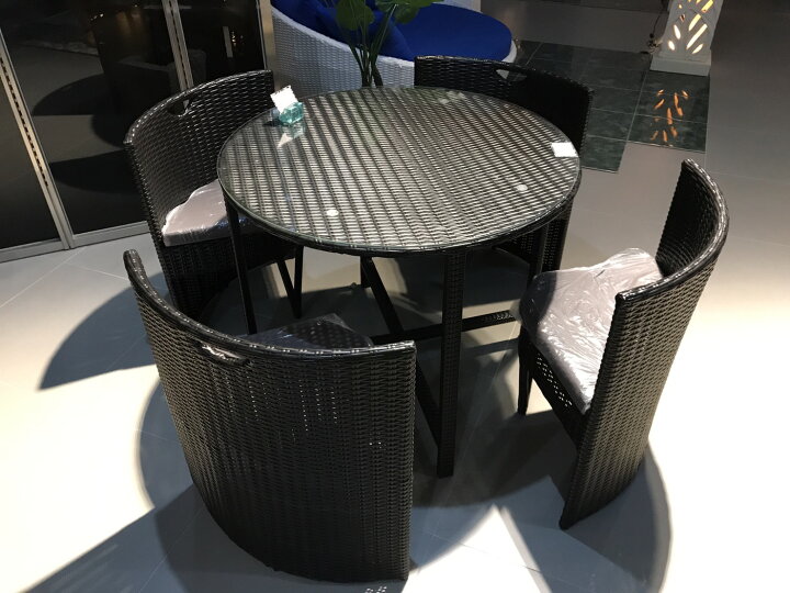 楽天市場】◇シンセティックラタンHAVEN◇円卓＆チェア4脚セット 