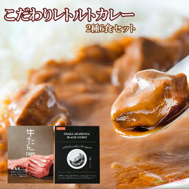 贅沢な一食　レトルトカレー2種6食セット カフェ＆お肉専門店の味 仕送り 買い置き 時短 グルメ 取り寄せ ストック 簡単 ギフト