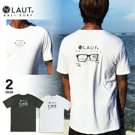 LAUT BALI SURF サーフブランド tシャツ 薄手 メンズ ホワイト/グレー 白 S/M/L 波 かっこいい おしゃれ ビーチスタイル 南国 スタンダード 西海岸 ハワイアン サーフィン サーフ系 ラウトバリサーフ