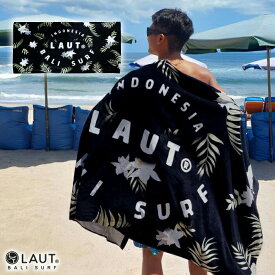 LAUT BALI SURF ビーチタオル 大判 180×80cm ブラック サーフ系 バリ島 サーフィン ハワイアン 西海岸 ラウトバリサーフ