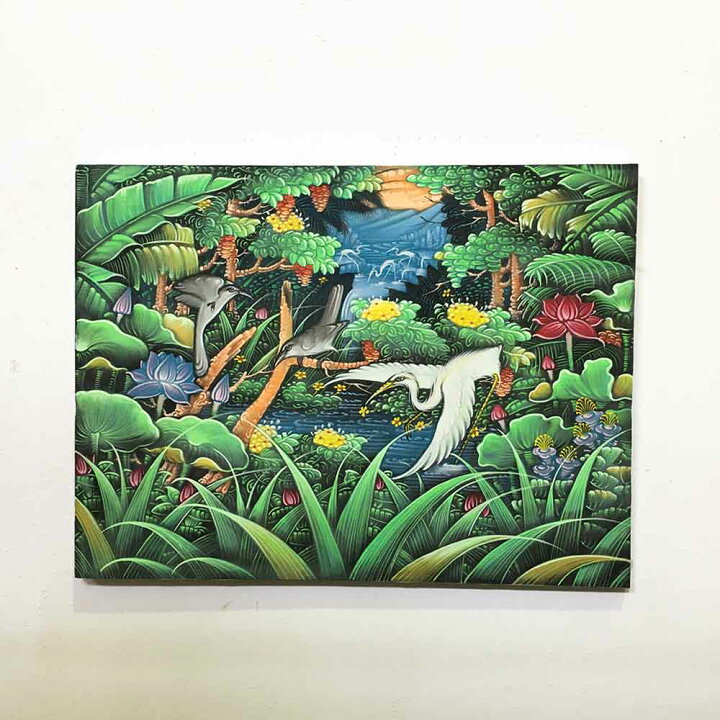バリアート 花鳥 ウブド 絵画 バリ島 抉り