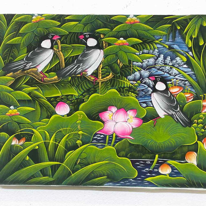 楽天市場】バリ絵画 鳥の絵 3羽 小鳥 シラサギ W40×H30cm ブンゴセカン 