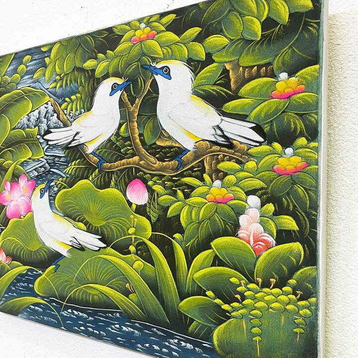 楽天市場】バリ絵画 鳥の絵 3羽 小鳥 シラサギ W40×H30cm ブンゴセカン 