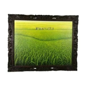 【インテリア雑貨 おしゃれ バリ風】 バリ絵画 風景画 稲刈り A-3 W108×H88cm 額付き フレーム バリアート 緑 グリーン 田園 田んぼ ライステラス ネイチャー 癒し アジアン雑貨 インテリア バリ