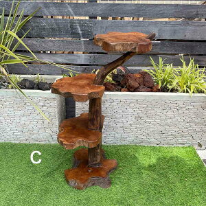 【インテリア雑貨 おしゃれ バリ風】 ラック シェルフ 飾り棚 4段 木製 H100〜110cm 茶色 チーク シンプルラック 見せる収納 バリ家具 オープンシェルフ おしゃれ アジアン バリ 置物 玄関 イン