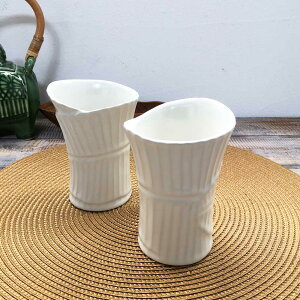 【ポイントUP アジアン バリ】 ジェンガラ マグカップ 湯呑み 2個1セット バナナリーフ 白 ホワイト グラス ジェンガラケラミック ブランド キッチン用品 コーヒーカップ コップ 陶器 おしゃ