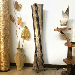 【インテリア雑貨 おしゃれ バリ風】 スタンドランプ フロアライト スクリュー バンブー シェル H150cm ゴールド アジアンライト ランプ アジアン照明 おしゃれ 貝 アジアン 和風 インテリア