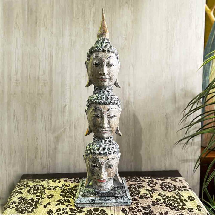 楽天市場】ブッタ 仏陀 3段 木製 スタンド オブジェ H80cm ライト 