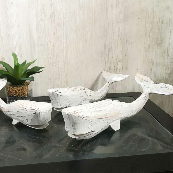 楽天市場】人気 開運 くじらのオブジェ 3体1セット 白鯨 木製 クジラの 