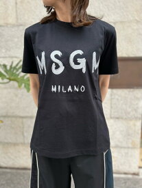 MSGM　ロゴ グリッター Tシャツ BLACK / WHITE　3641MDM510G MSGM