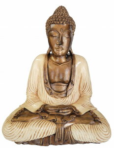 ブッダ像40 ホワイト袈裟【バリ島直輸入】仏陀 仏像 仏教 座像 白袈裟 お釈迦様 ご利益 癒し ディスプレイ 置物 オブジェ 軽量 アジアンインテリア オリエンタル アジアンテイスト アジアン