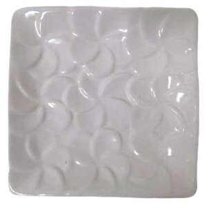 TANTERI CERAMICB級フランジパニスクエアプレート白【バリ・アジアン雑貨バリパラダイス】