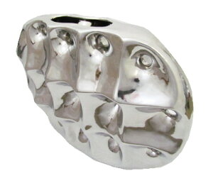 オブジェホロウベース A0013ALシルバー/セラミック/アルミニウム/花瓶/花器/ベース/花活け/フラワーポット/フェイクグリーン/フェイクフラワー/アジアンテイスト/ディスプレイ/インテリア【