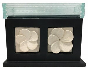 ストーン&バリガラス キャンドルホルダー ダブルフランジパニ【バリ直輸入】プルメリア キャンドルライト キャンドルスタンド キャンドルランプ ランタン ろうそく立て リラックス イン