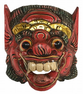 木製バロン(お面)マスク20全赤王冠2段【バリ・アジアン雑貨バリパラダイス】