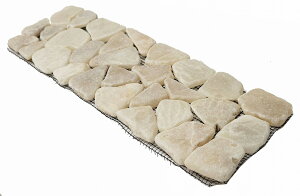 ストーンモザイクタイルプレート 10×30 クリーム系【バリ島直輸入】ストーンマット インテリアマット 石 天然石 石細工 小石 プレート マット 敷石 敷物 インテリアマット シート アジアン