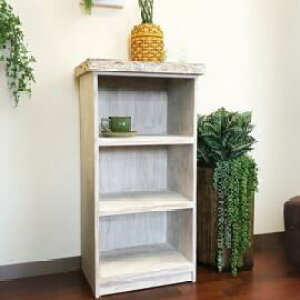 【アウトレット・現品限り】天然木チーク製 ホワイトウォッシュ仕上げ 3段ラック シェルフ【バリ島直輸入】【飾り棚】【お部屋を明るくする】【ディスプレイ】【アジアンインテリア】【