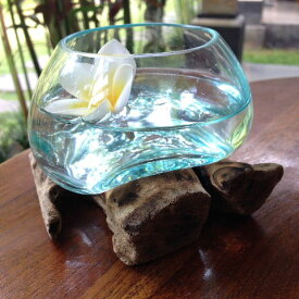 ガラスフラワーベースS[流木 ガラス リゾート アクアリウム 花瓶 ウエディング 結婚式 バリ島 アジアン雑貨]