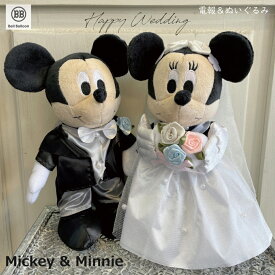 【電報付き】ぬいぐるみ電報 ウェルカムドールにも 結婚式 入籍祝い ディズニー ミッキー＆ミニーのウェディング