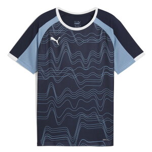 プーマ サッカー フットサル トレーニングウェア ジュニア INDIVIDUALLIGA グラフィック SS 半袖シャツ JR ネイビー ブルー プラシャツ 660185-06