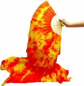 ファンベール ベリーダンス ベール 1本 黄色×オレンジ ダンス 扇子 よさこい 扇子 団扇 衣装 舞台 小道具 シルク グラデーション